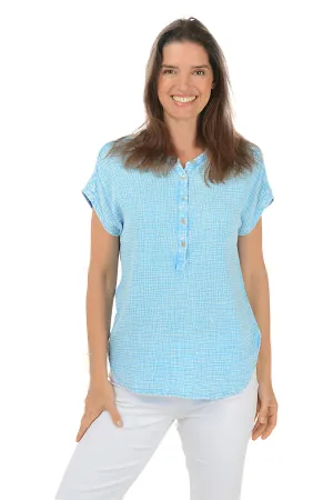 Bubble Gauze Cap Sleeve Blouse