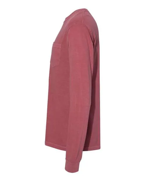Comfort Colors Garment-Dyed Heavyweight Long Sleeve Pocket T-Shirt 4410 Brick