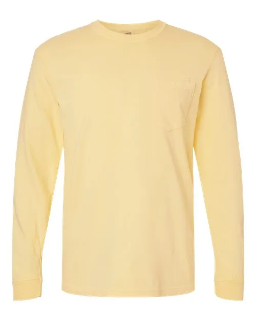 Comfort Colors Garment-Dyed Heavyweight Long Sleeve Pocket T-Shirt 4410 Brick