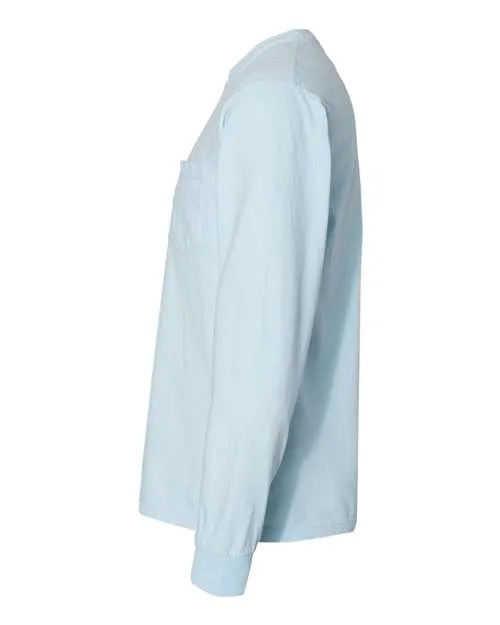 Comfort Colors Garment-Dyed Heavyweight Long Sleeve Pocket T-Shirt 4410 Chambray