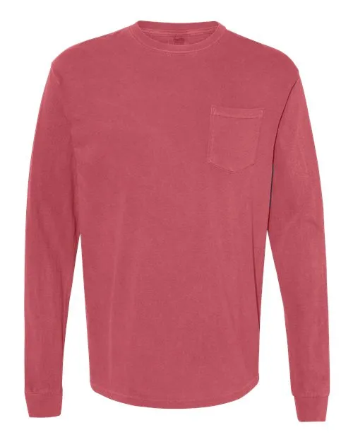 Comfort Colors Garment-Dyed Heavyweight Long Sleeve Pocket T-Shirt 4410 Chambray