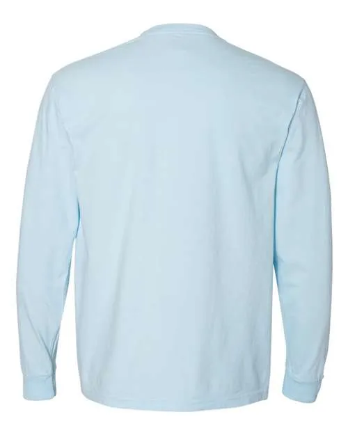 Comfort Colors Garment-Dyed Heavyweight Long Sleeve Pocket T-Shirt 4410 Chambray