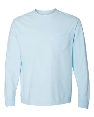 Comfort Colors Garment-Dyed Heavyweight Long Sleeve Pocket T-Shirt 4410 Chambray