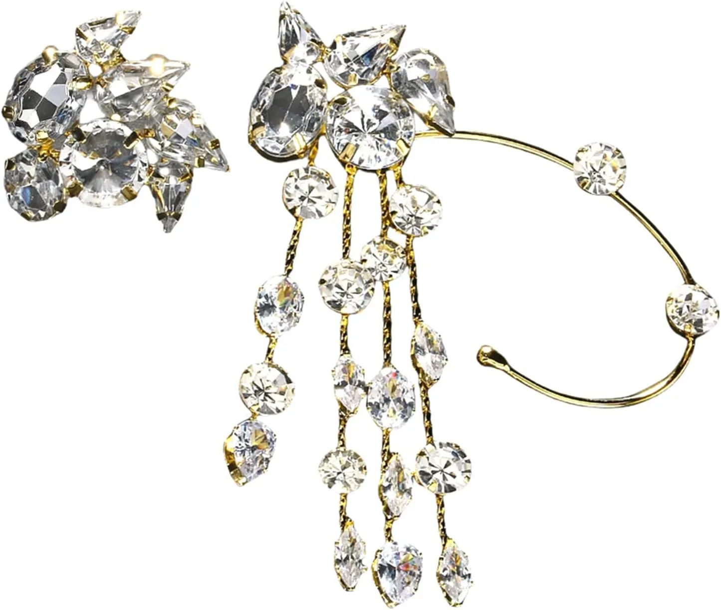 Elegant Rhinestones Tassels Ear Cuff Modern Rhinestones Tassels Earrings Adornment Designed for Elegances and Comfort