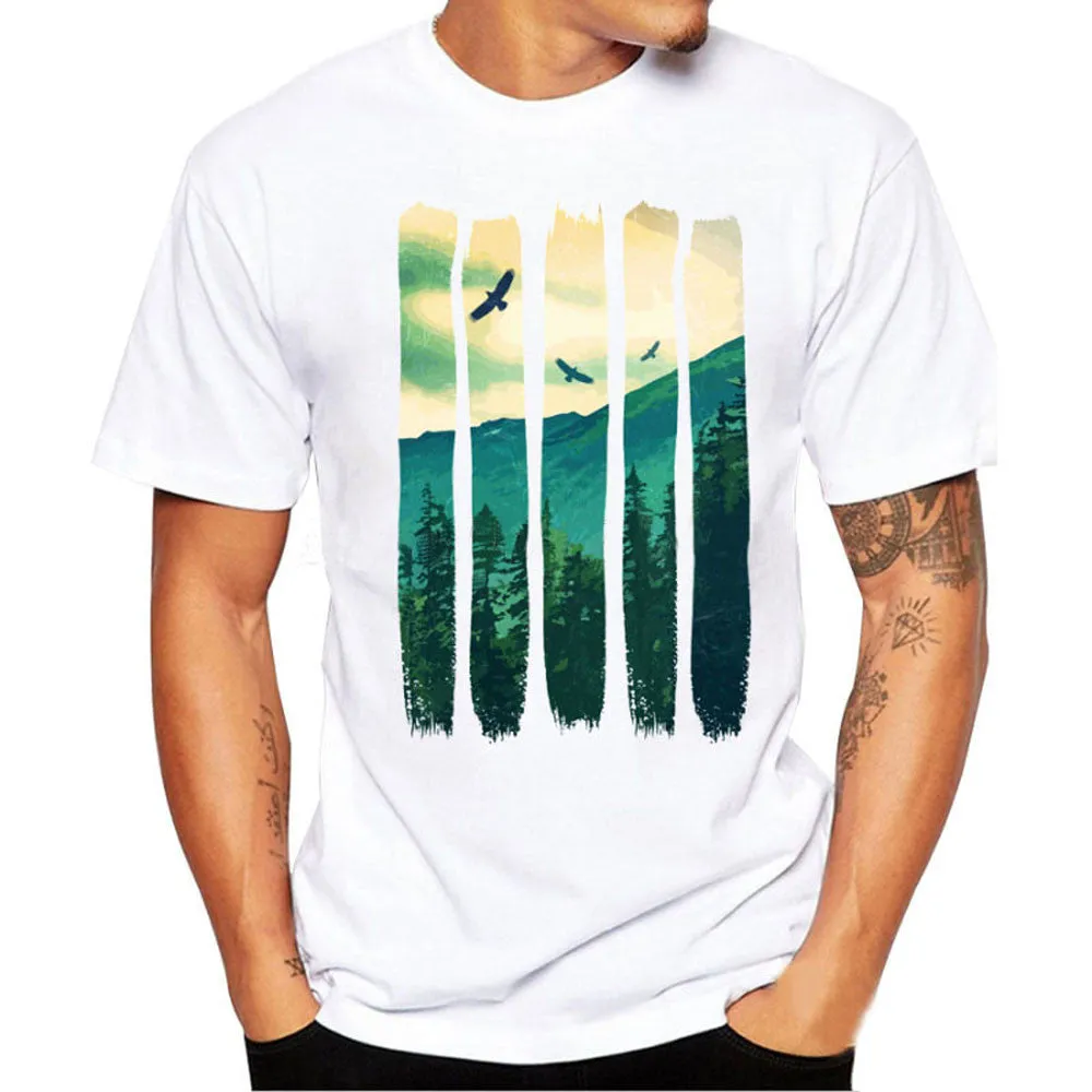 Feitong  2018 Men Printing Tees Shirt Short Sleeve T Shirt Blouse Fitness O-Neck Modal Fashion Causal T Shirts  Summer Top