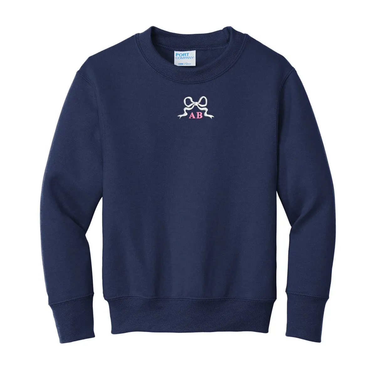 Kids Initialed 'Tiny Bow' Crewneck Sweatshirt