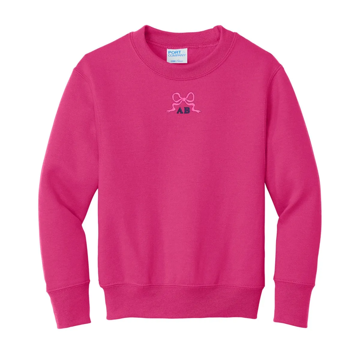 Kids Initialed 'Tiny Bow' Crewneck Sweatshirt