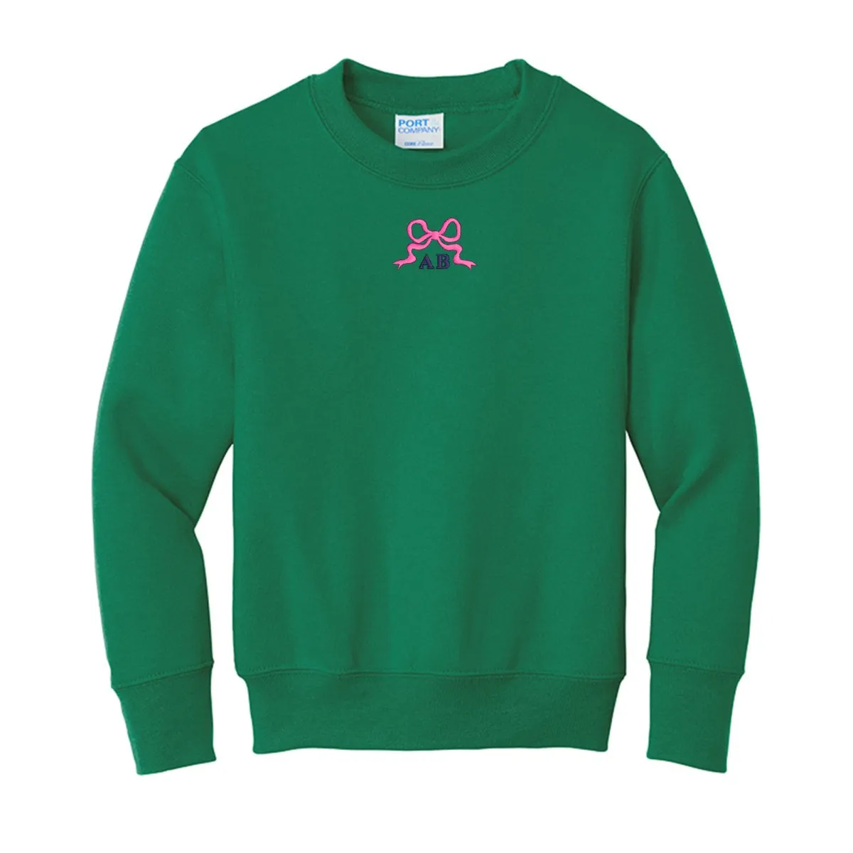 Kids Initialed 'Tiny Bow' Crewneck Sweatshirt