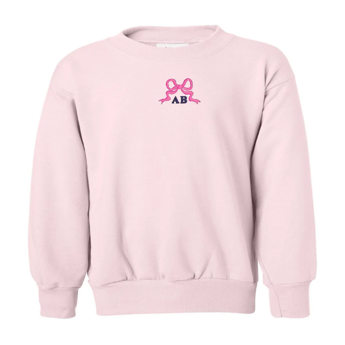 Kids Initialed 'Tiny Bow' Crewneck Sweatshirt