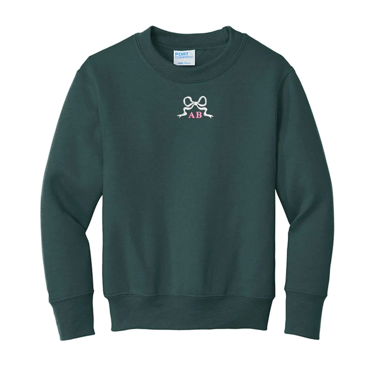 Kids Initialed 'Tiny Bow' Crewneck Sweatshirt