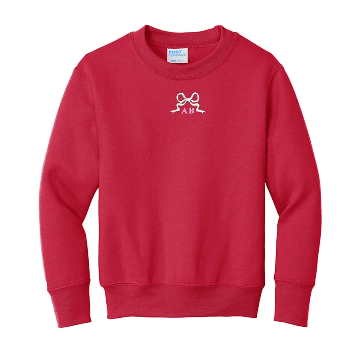 Kids Initialed 'Tiny Bow' Crewneck Sweatshirt