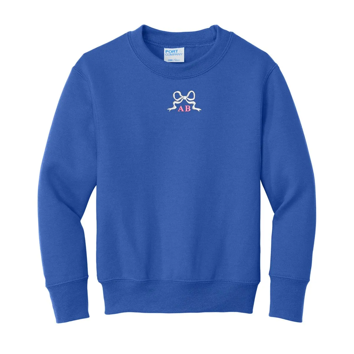 Kids Initialed 'Tiny Bow' Crewneck Sweatshirt