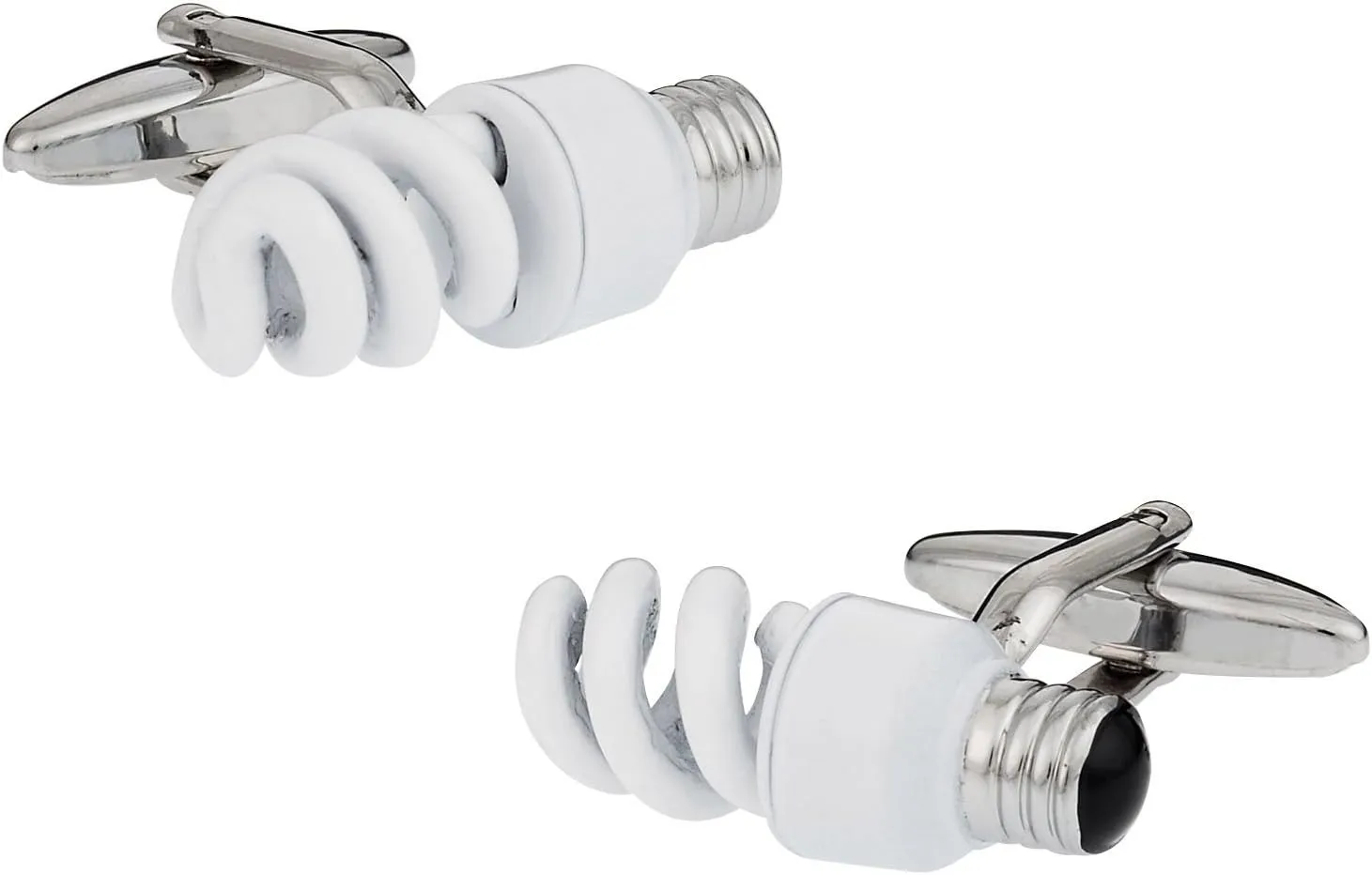 Men's CFL Lightbulb Cufflinks Electrician Cuff Links Save The Globe Environmental Recycle Global Warming Novelty Cuff Links with Travel Presentation Gift Box