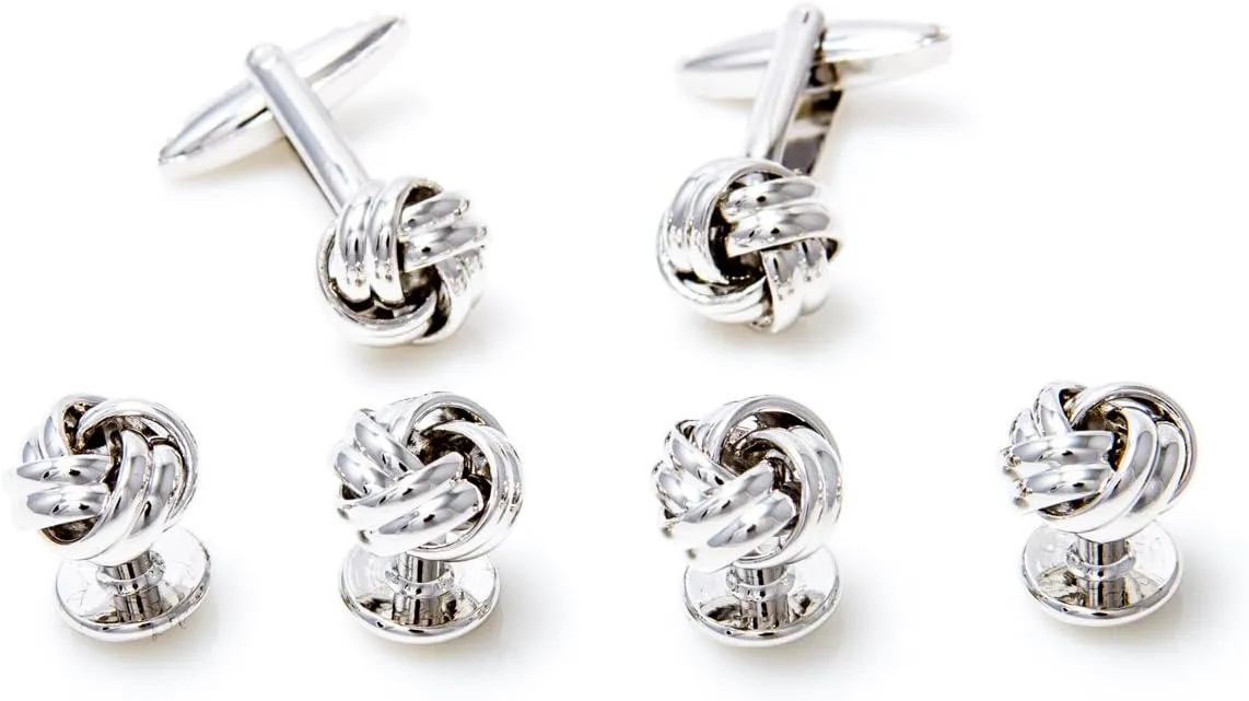 MRCUFF Knot Cufflinks and Studs Tuxedo Set in a Presentation Gift Box & Polishing Cloth