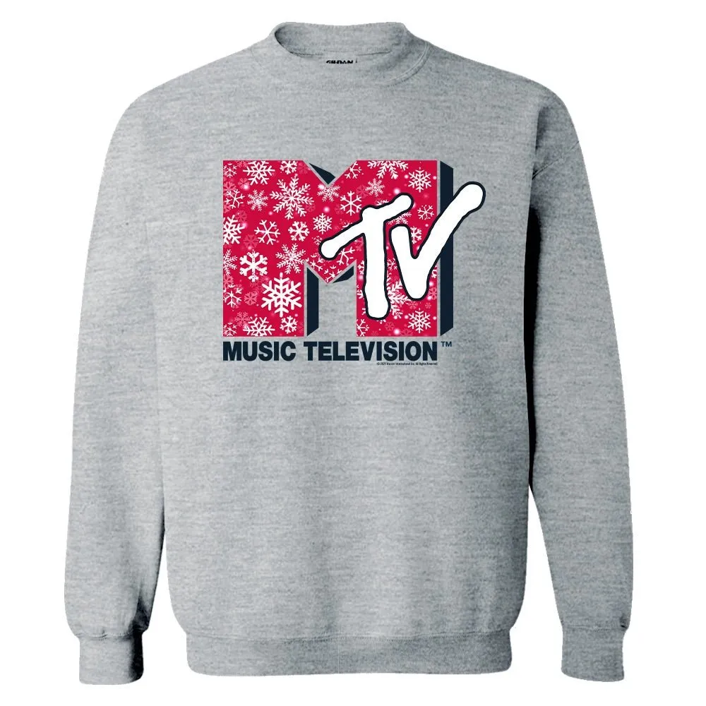 MTV Gear Snowflake Logo Fleece Crewneck Sweatshirt