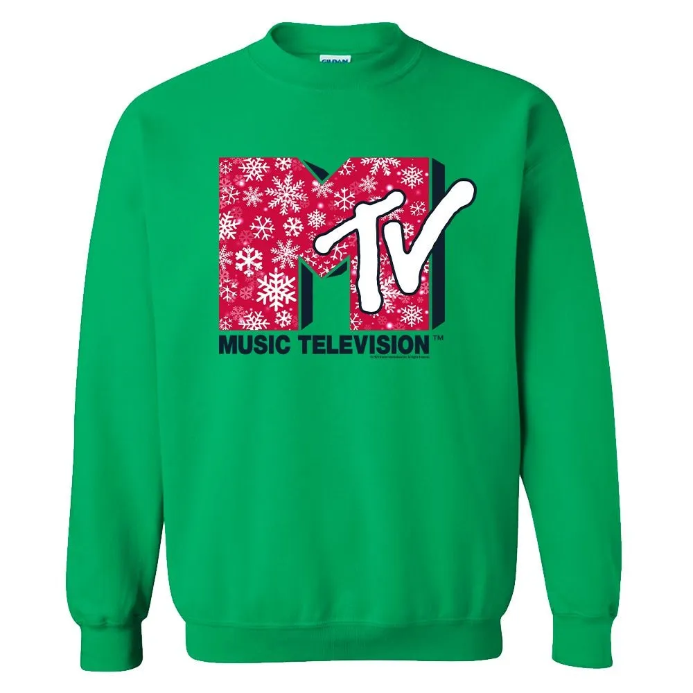 MTV Gear Snowflake Logo Fleece Crewneck Sweatshirt