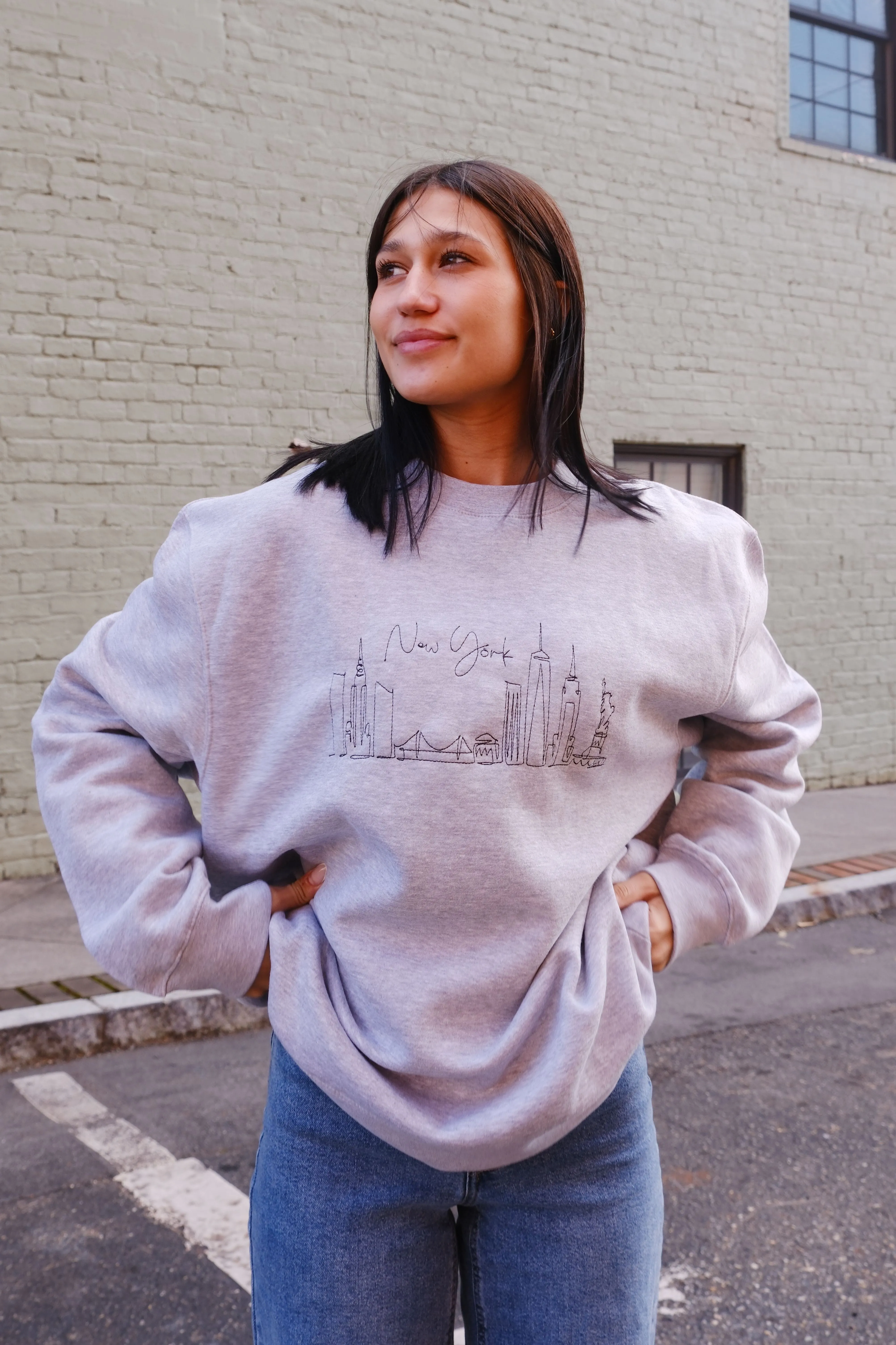 New York Skyline Embroidered Sweatshirt