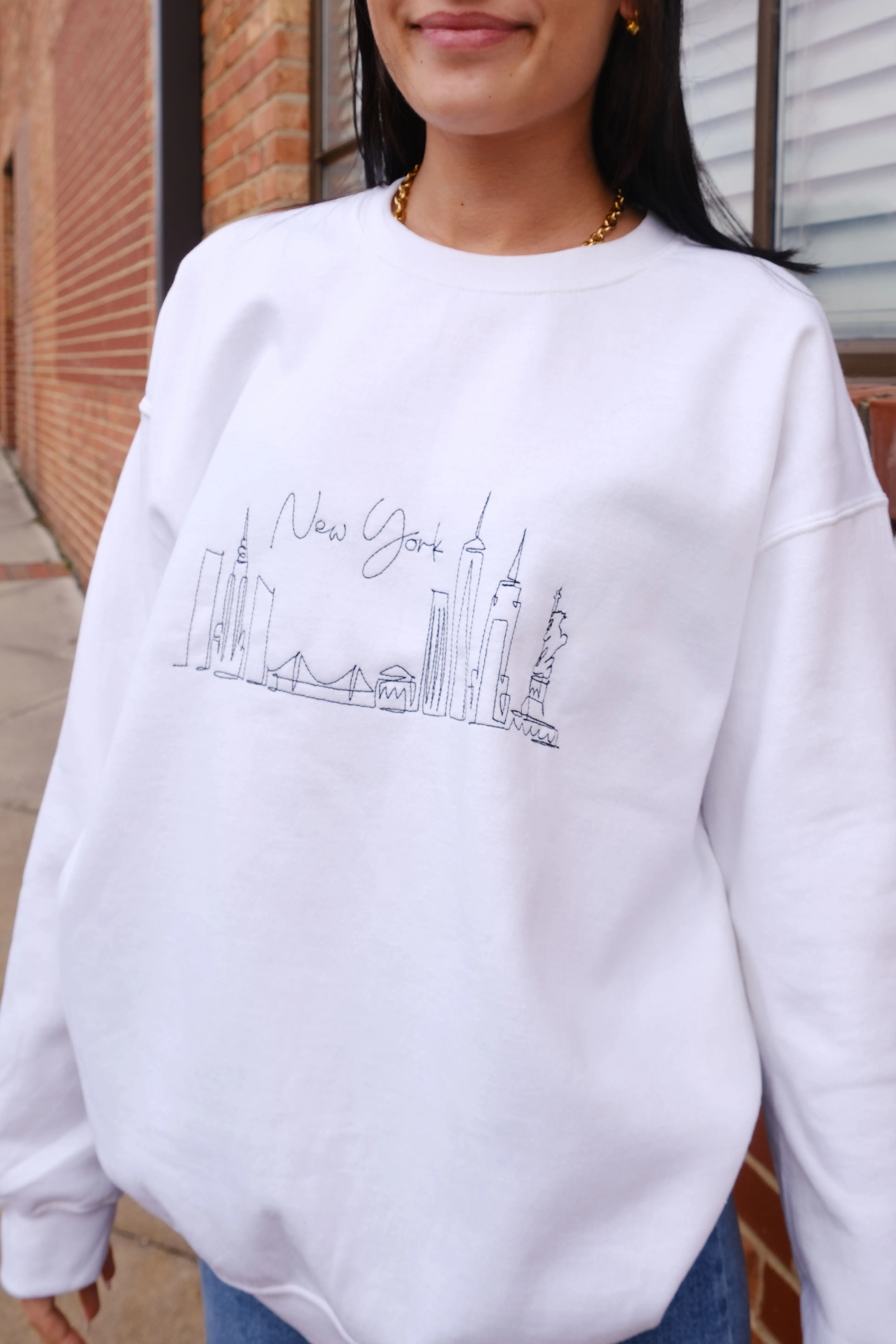 New York Skyline Embroidered Sweatshirt