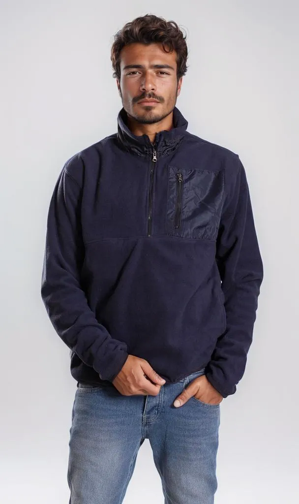 o201930-HALF-ZIP FLEECE JACKET - NAVY BLUE