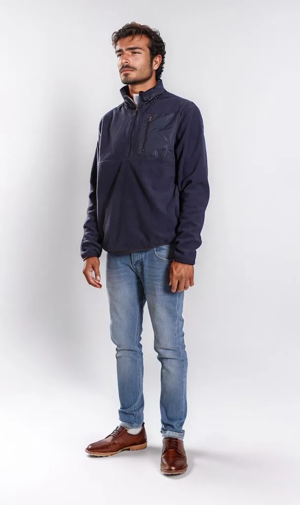 o201930-HALF-ZIP FLEECE JACKET - NAVY BLUE