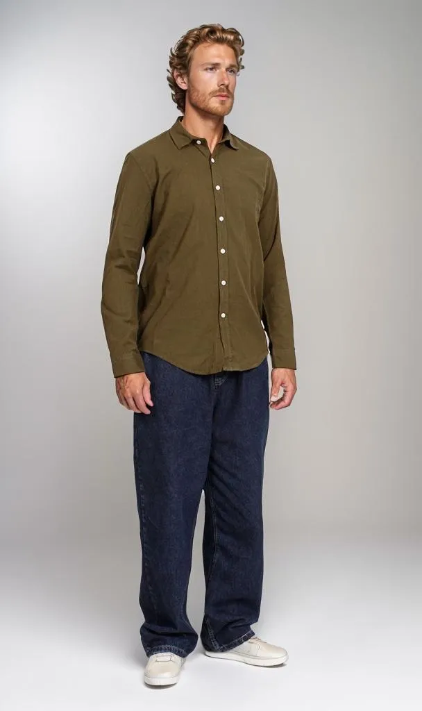 R206395-R206395 - Button-Up Shirt - Olive Green