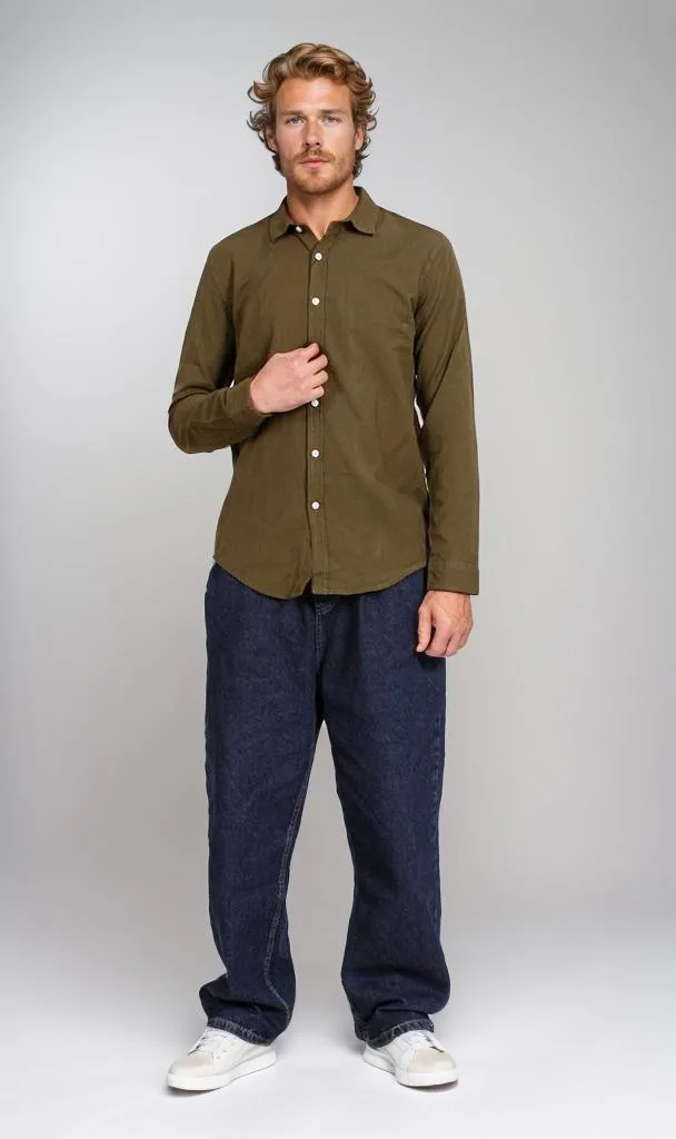 R206395-R206395 - Button-Up Shirt - Olive Green