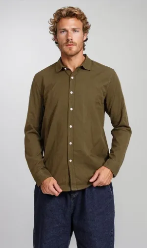 R206395-R206395 - Button-Up Shirt - Olive Green
