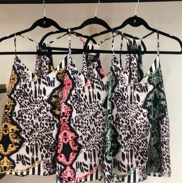 Satin Animal Print Top