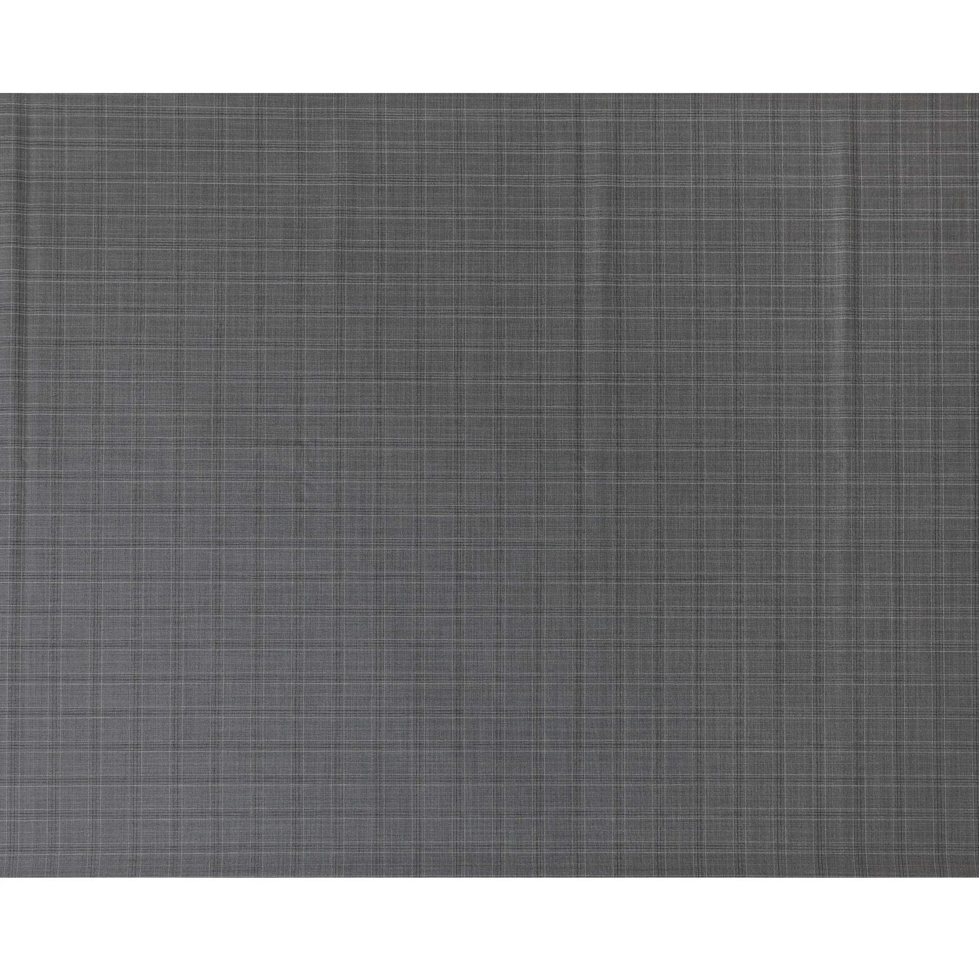 Seal grey Premium Italian wool suiting fabric with light pink checks design-D11445