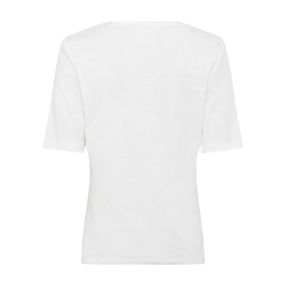 Short Sleeve Placement Print Tee in Off White