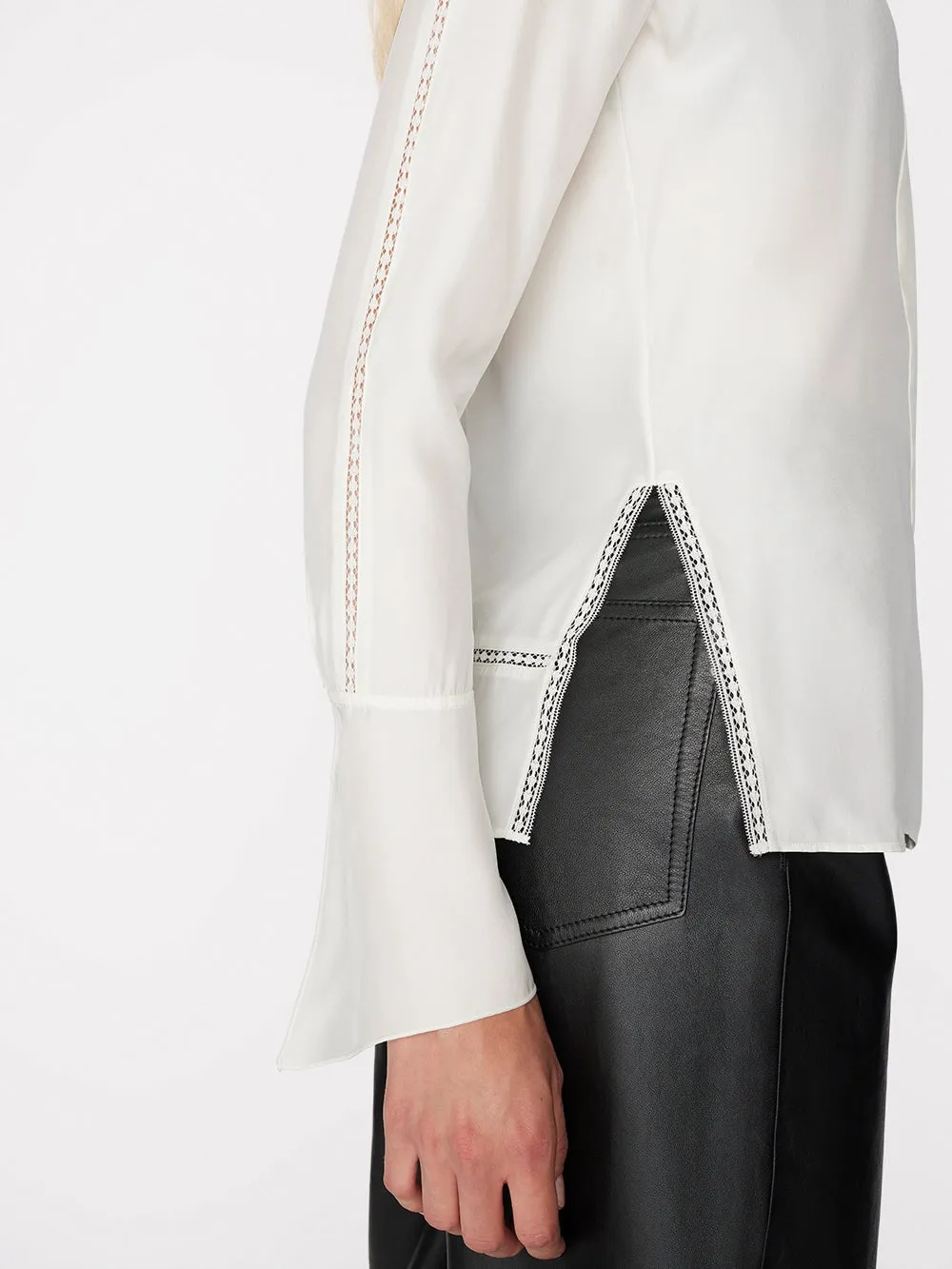 Slim Lace Inset Shirt - Off White