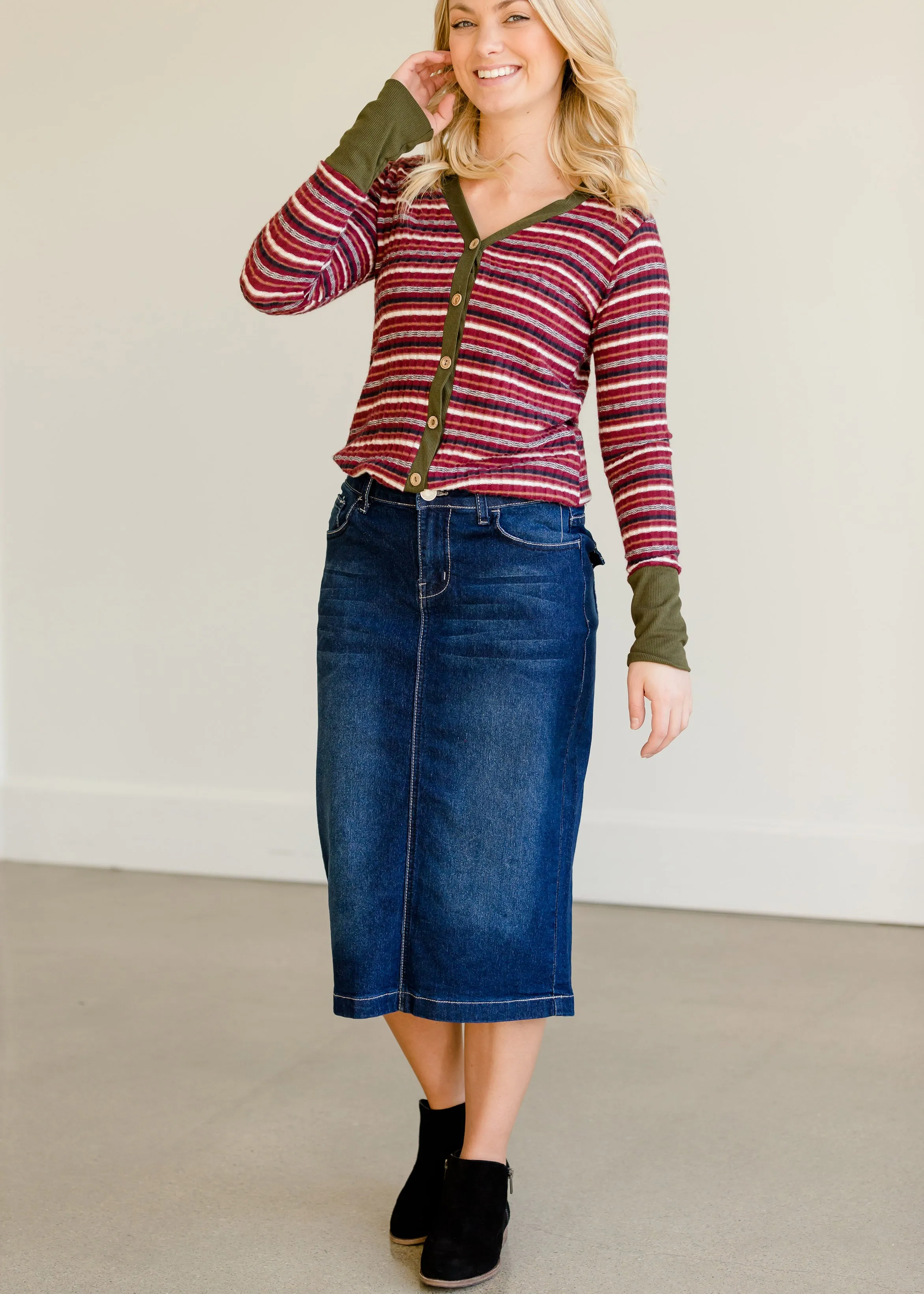 Striped Button Up Cardigan - FINAL SALE