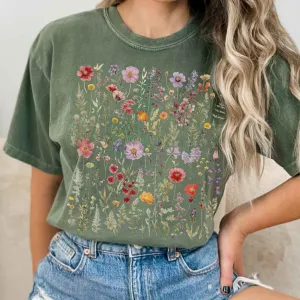 Vintage Cottagecore Pressed Flowers T-shirt