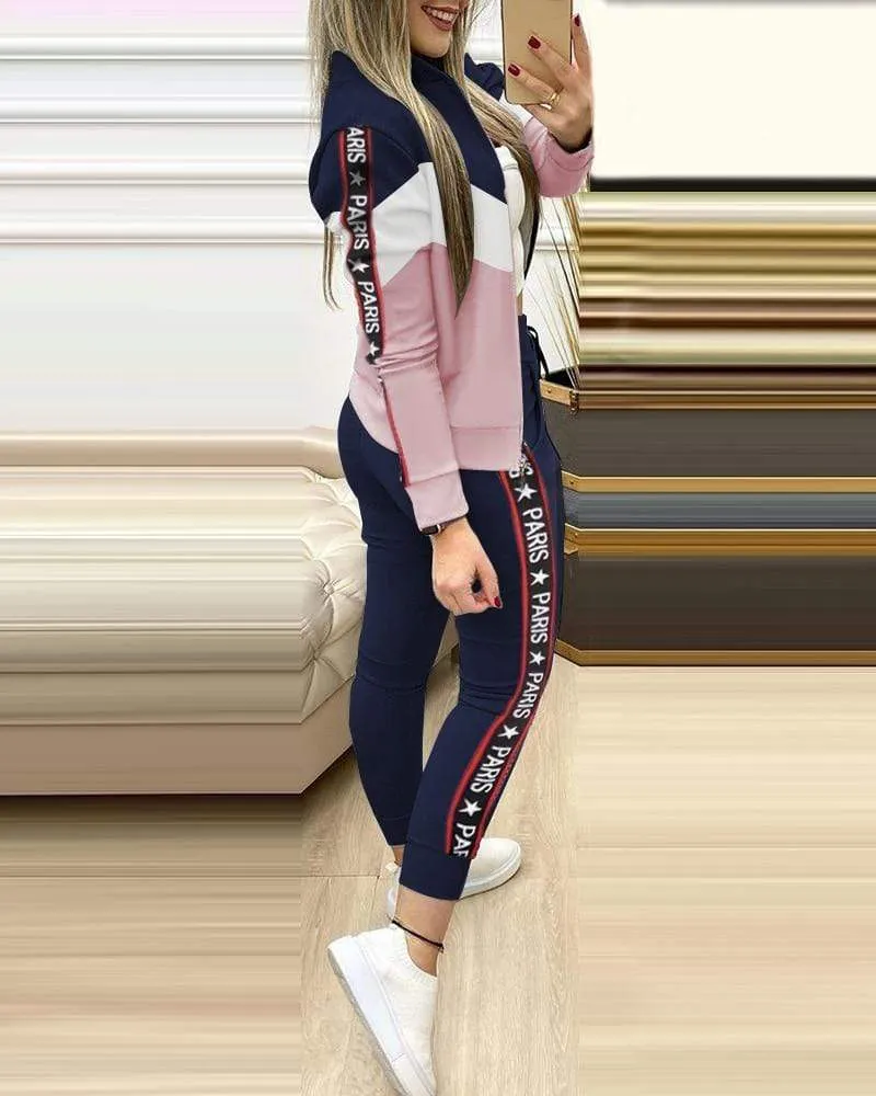 Women Fitness Sport Tracksuit Zipper Top And Pants Outfits