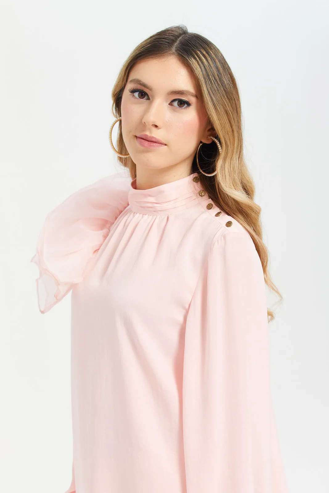 Women Pink Organza Blouse