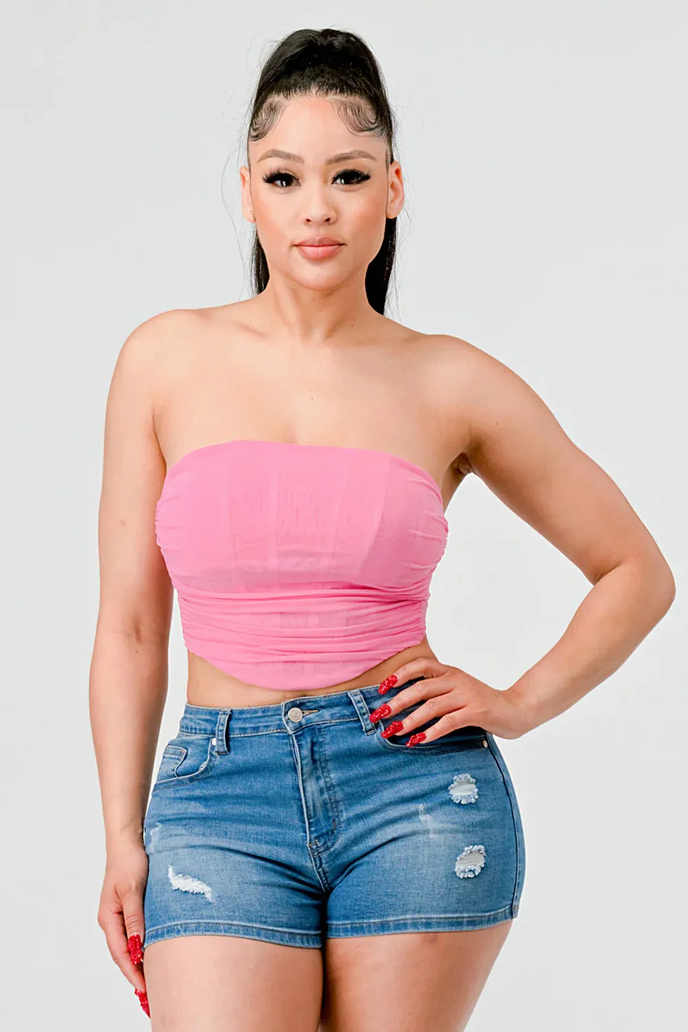 Women's Luxe super stretch mesh layered corset bustier