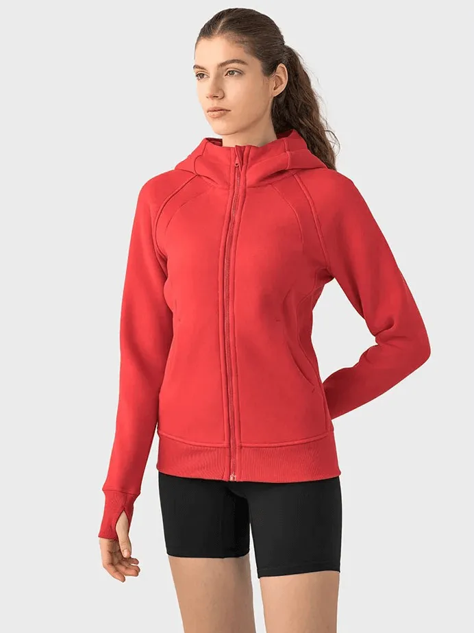 Zip-Up Athletic Fleece Hoodie for Women - SF1919